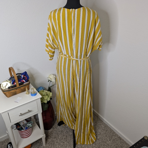 💘 Modcloth x Collectif London Jumpsuit Sz XL Yellow Set Sail Wide Leg Striped - Picture 3 of 6